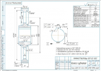 5.	Рабочий чертеж зубчатого колеса, А3