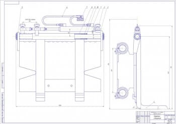 5.	СБ каретки смещения электропогрузчика в масштабе 1:2, в двух проекциях – виды сбоку и спереди, с указанными деталями и размерами (формат А1)