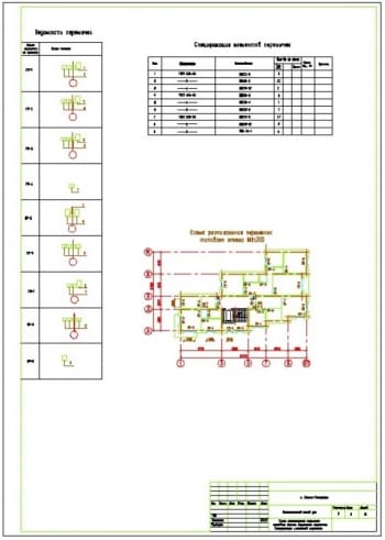 6.	Схема расположения перемычек типового этажа с ведомостью 