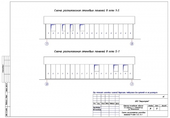 8.	Схемы расположения стеновых панелей в осях 1-5 и 5-1